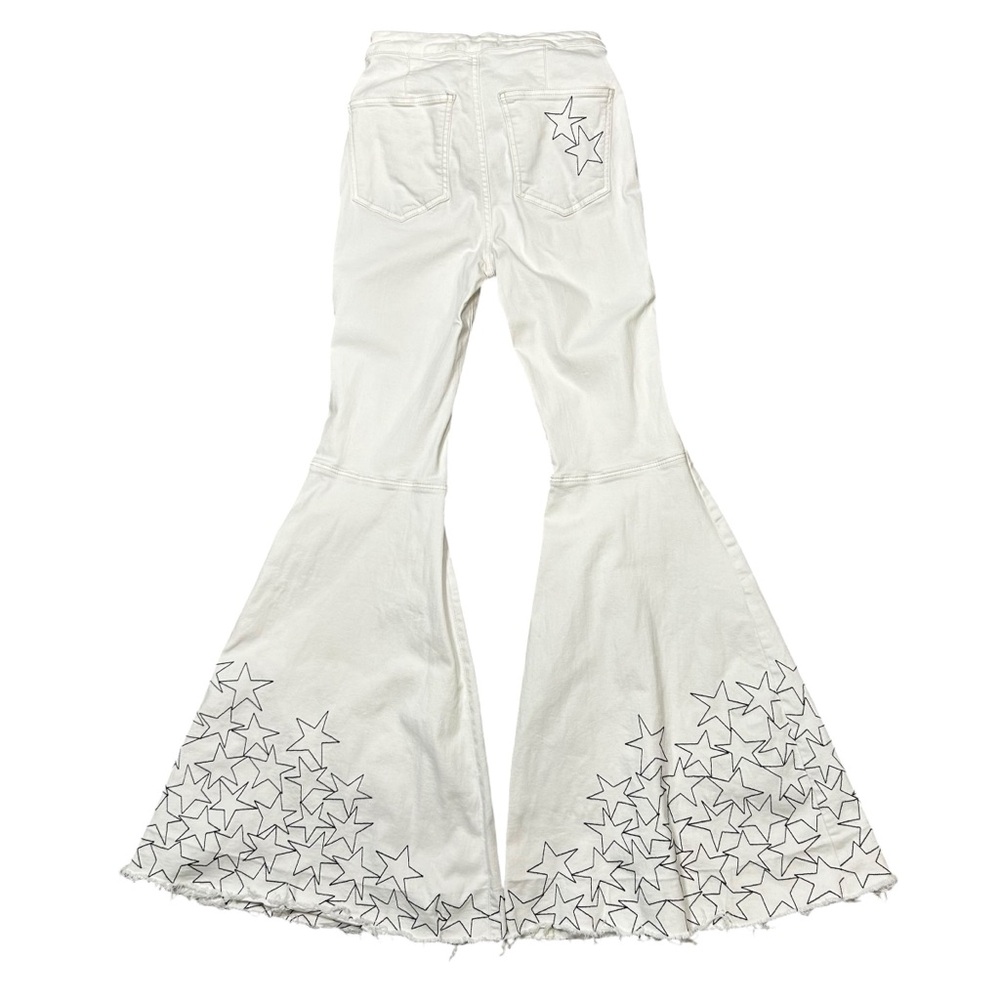 Free People float on white star ultra flare high rise jeans size 27 festival 70s - Picture 3 of 11